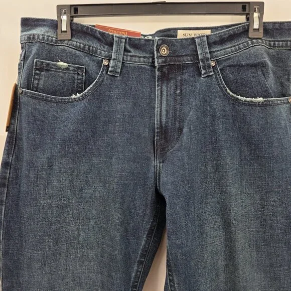 T.K. Axel Jeans Mens 36x32 Slim Boot Stretch Blue Denim Embroidered Pockets - Picture 4 of 13